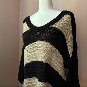 Free People High-Low Striped Open Knit Sweater